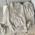Autumn New Solid Simple Men's Pajamas Set Plus Size Lapel Neck Long Sleeve 2 PC Men's Pajamas Casual Soft Oversized Loungewear